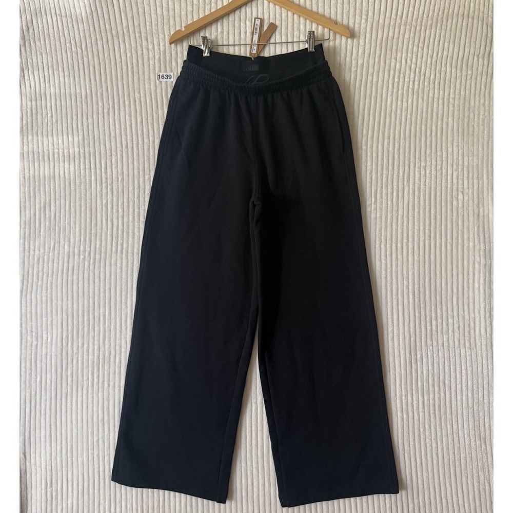SKIMS SOLD COTTON FLEECE EXPOSED BOXER PANT ONYX Black Size SOLD